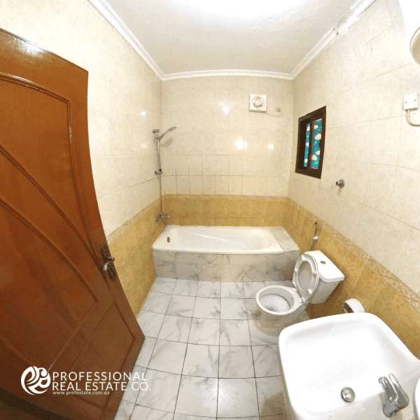 Bathroom in the Unfurnished 3 BHK Apartment in Al Sadd, Near Avenue Hotel, designed for bachelors or families.