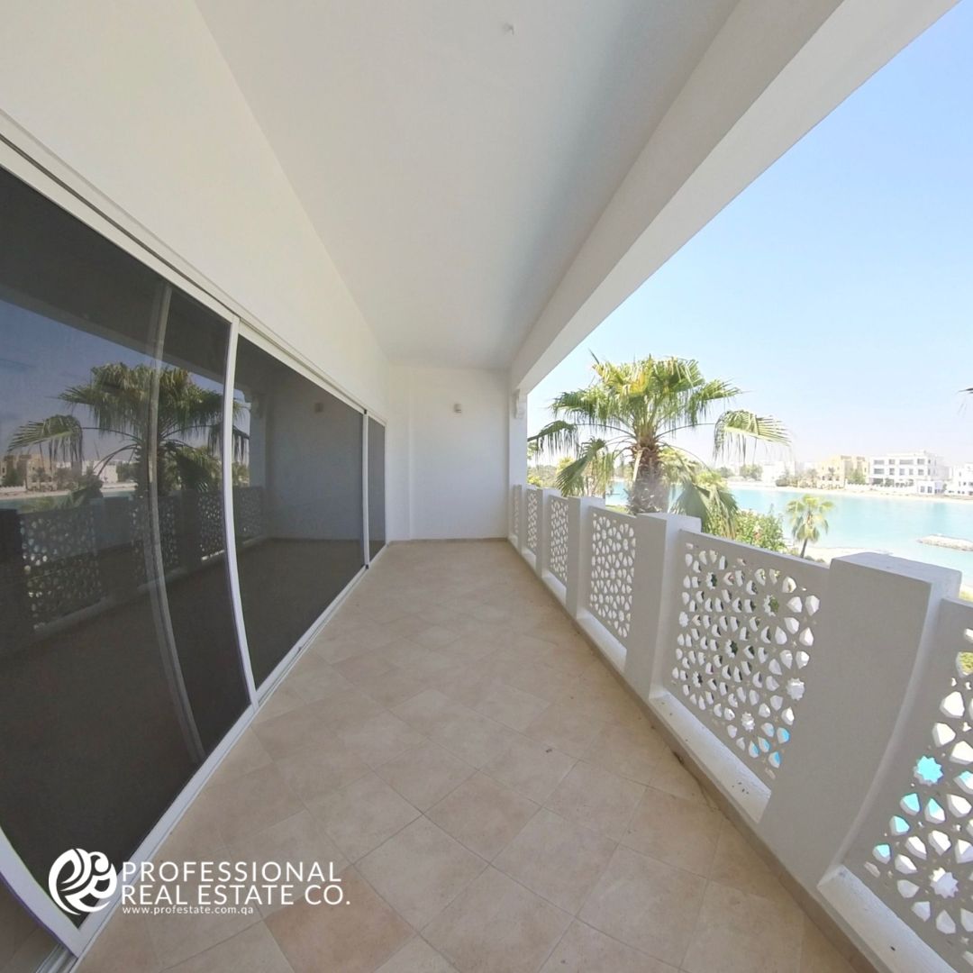 Private balcony in a semi-furnished 3 BHK compound villa in West Bay Lagoon – Ideal for family relaxation and outdoor living.