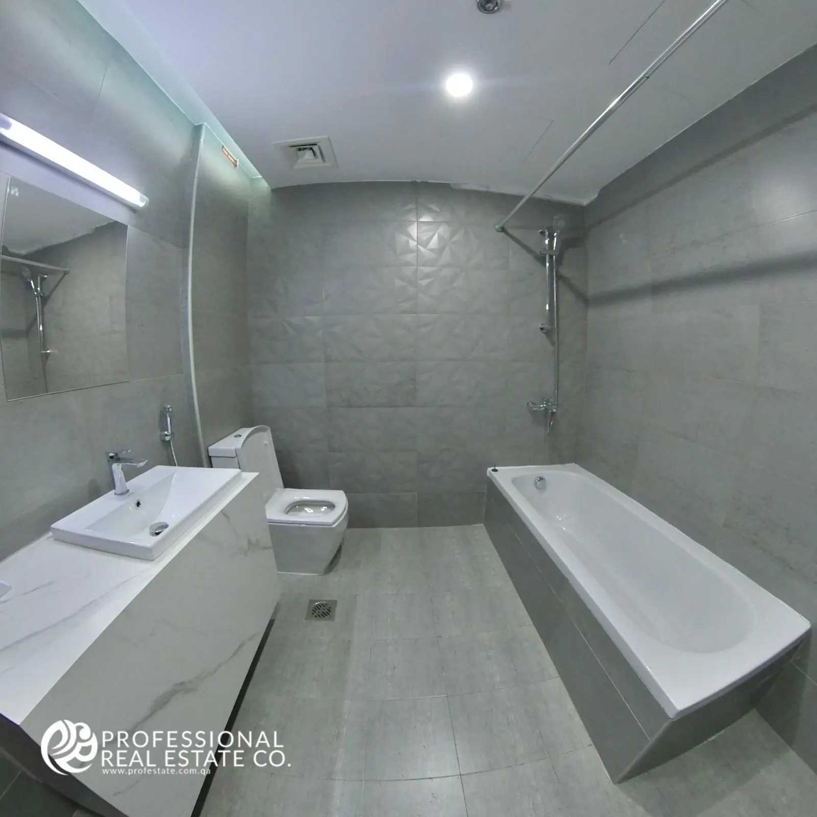 Bathroom in the fully furnished apartment in Lusail.