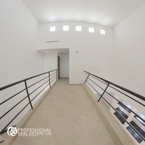 Spacious hallway leading to the bedrooms on the second floor of a semi-furnished 3 BHK compound villa in West Bay Lagoon – Perfect for family living.