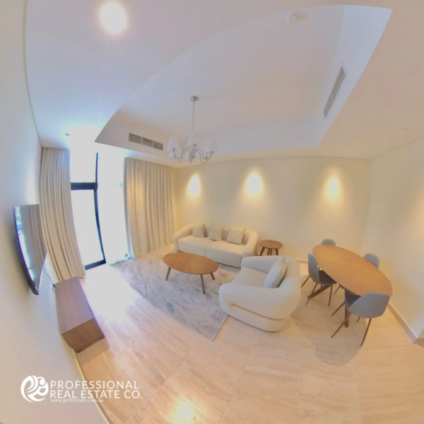 Spacious living room in the fully furnished 2 BHK apartment in Giardino The Pearl.