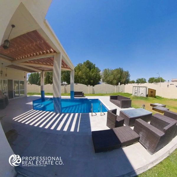 Pool area in 6 BHK villa for rent in Legtaifeya – Large, private pool ideal for family gatherings and relaxation