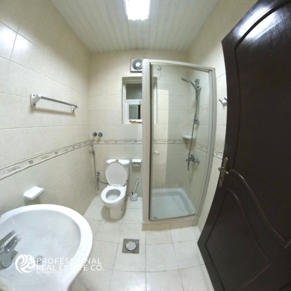 Modern second bathroom in an unfurnished 5 BHK standalone villa in Al Waab, perfect for family living.