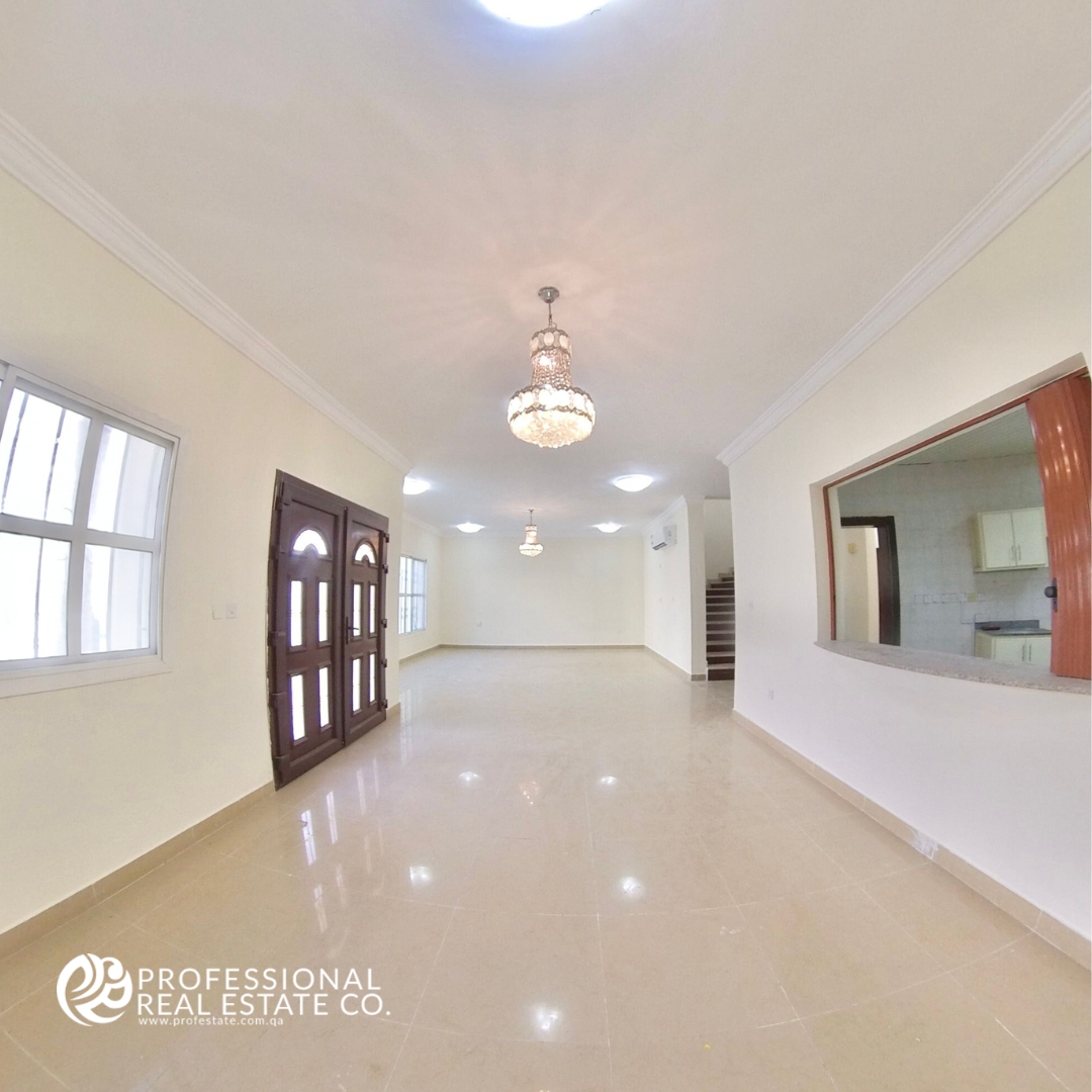 welcoming hallway in an unfurnished 5 BHK standalone villa in Al Waab, designed for family living.